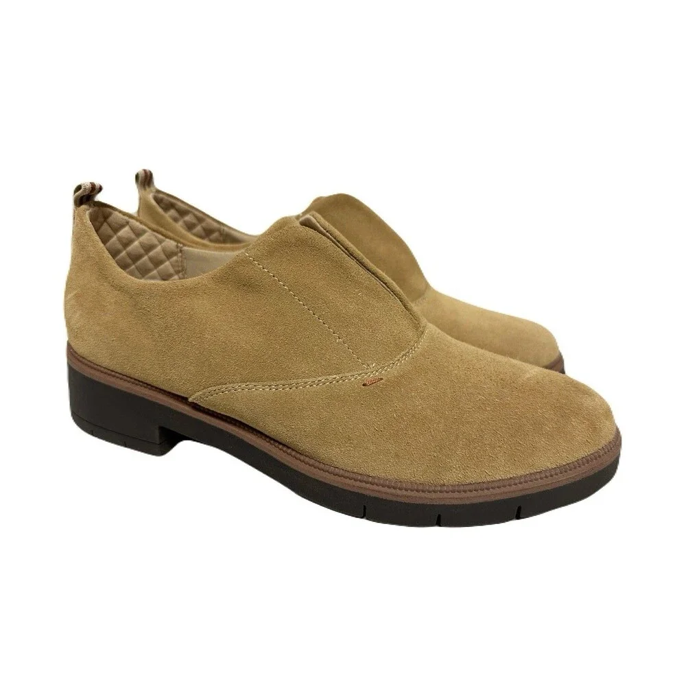 NEW Dr Scholls Womens Size 8.5 Tan Suede Glisten Slip-On Loafers Comfort Shoe